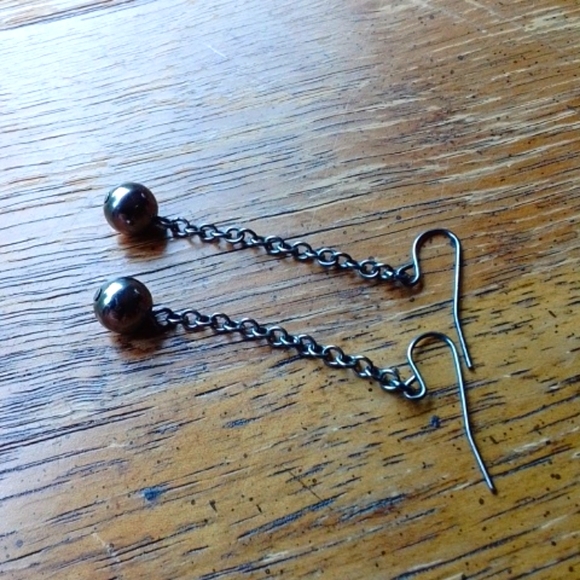 πPair of "Gothic" Ball and Chain Dangle Earrings!!! - Picture 2 of 5
